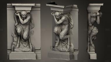 Скульптура фавна в стиле барокко на стене 3d stl модель для ЧПУ